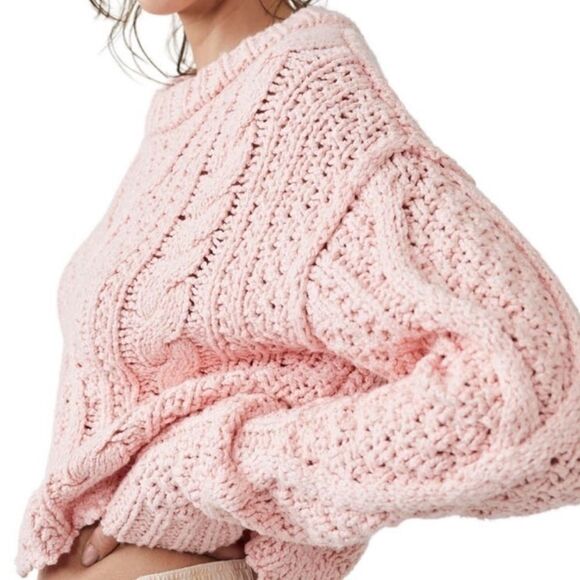 NEW Free People Pink Cutting Edge Cable
Knit Crop Sweater Barbie Hot Pink Large - Picture 2 of 12